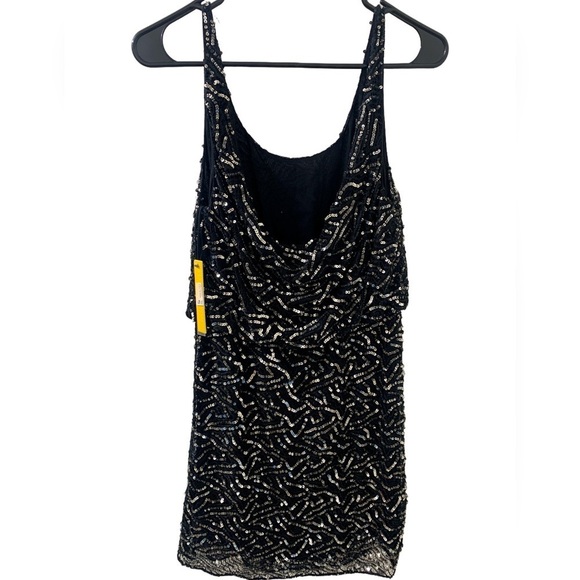 Alice + Olivia Black Gabby Embellished Sequin Blouson Dress - Picture 5 of 11